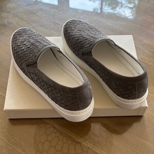 M. Gemi Women's Woven Slip-On Sneakers in Gray with White Soles